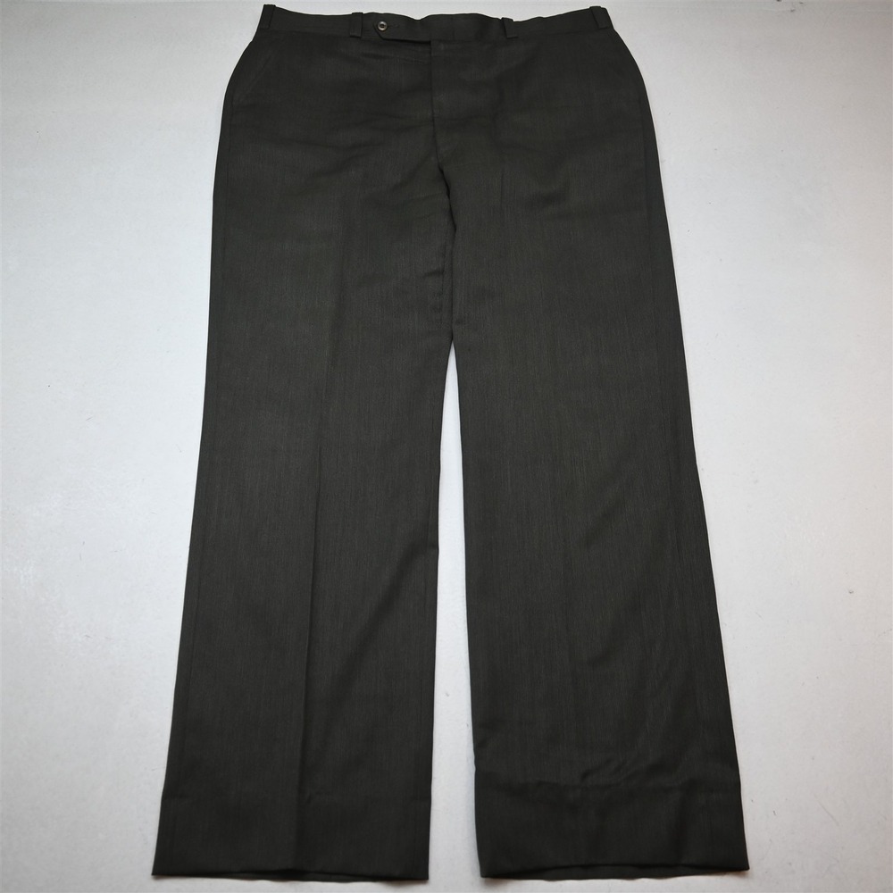 Vtg Slax Stylemaster 38x32 Brown Green Wool Classic 80s 90s Bootcut Dress Pants